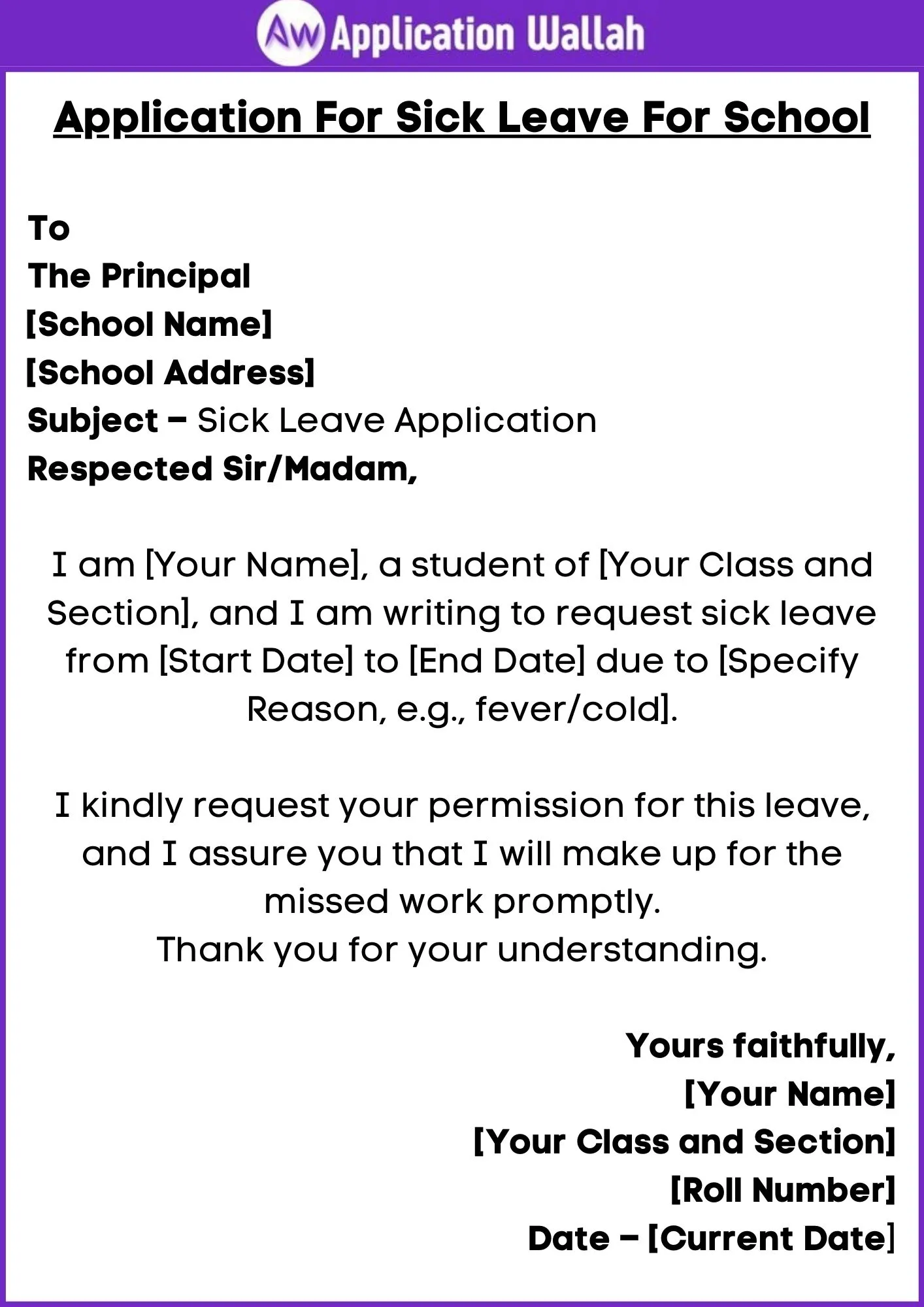 Application For Sick Leave For School