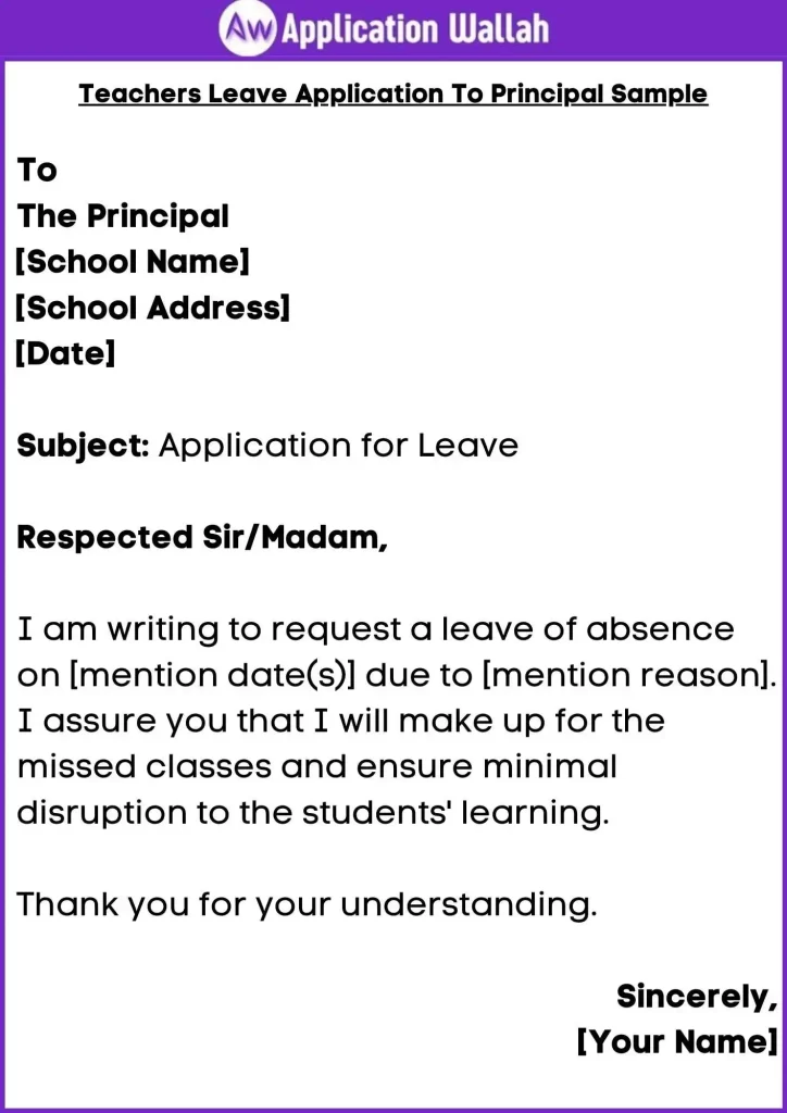 Teachers Leave Application To Principal