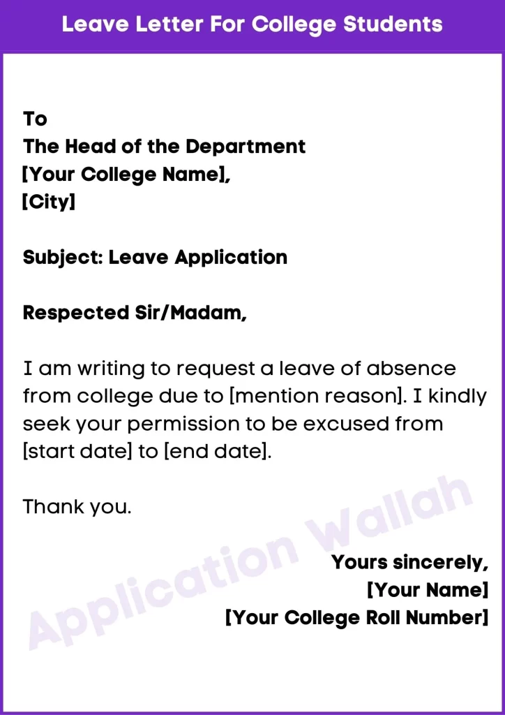 Leave Letter For College Students