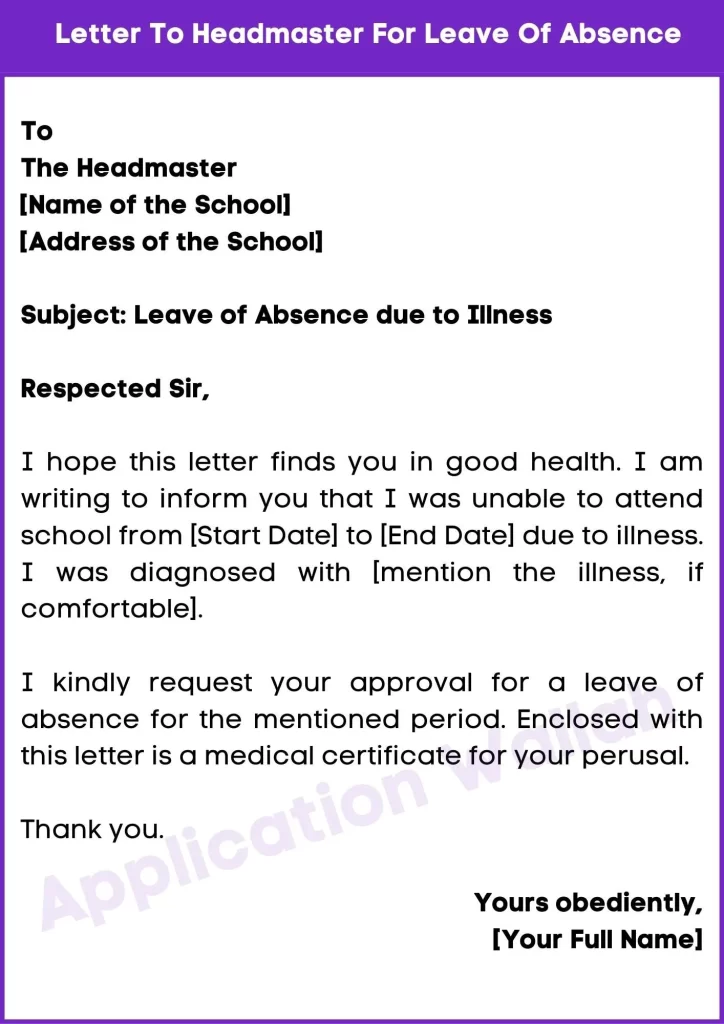 Letter To Headmaster For Leave Of Absence (1)