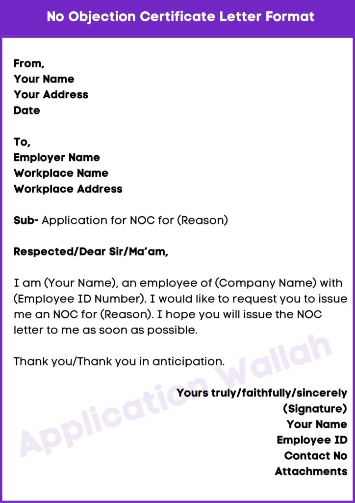 No Objection Certificate Letter Format (1)